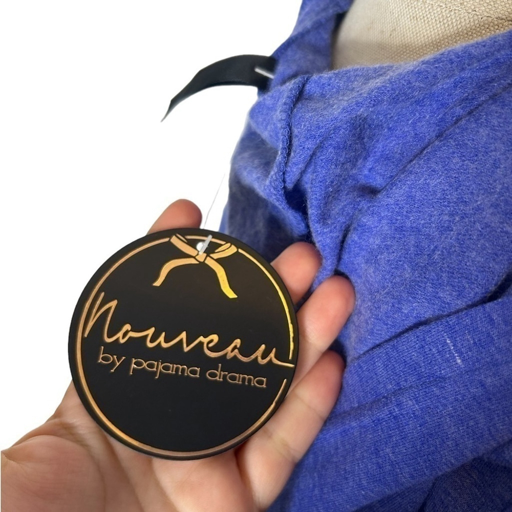 Nouveau Pajama Drama Blue Cozy Hooded Long Sleeve Sleep Dress NightGown Medium - Picture 10 of 12